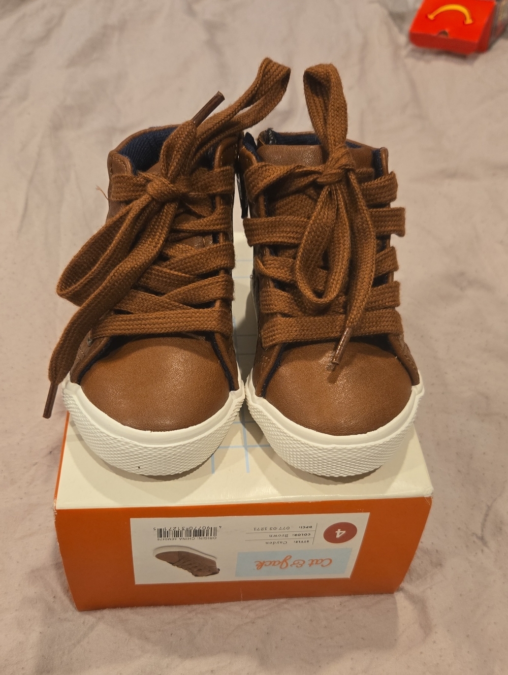 Cat & Jack Brown High-Top Toddler Sneakers - Size 4